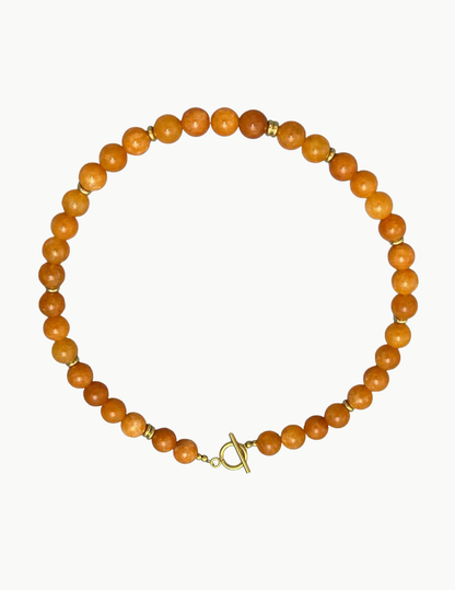 Glass Bead Necklace – 17" (PVD Stainless Steel Wire + Toggle Clasp)