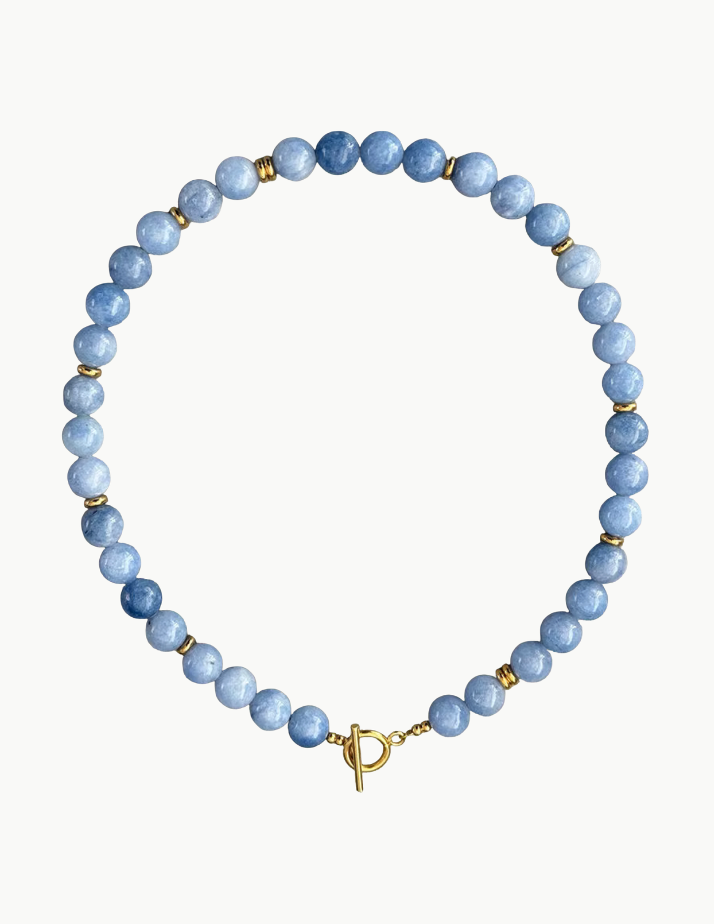 Glass Bead Necklace – 17" (PVD Stainless Steel Wire + Toggle Clasp)