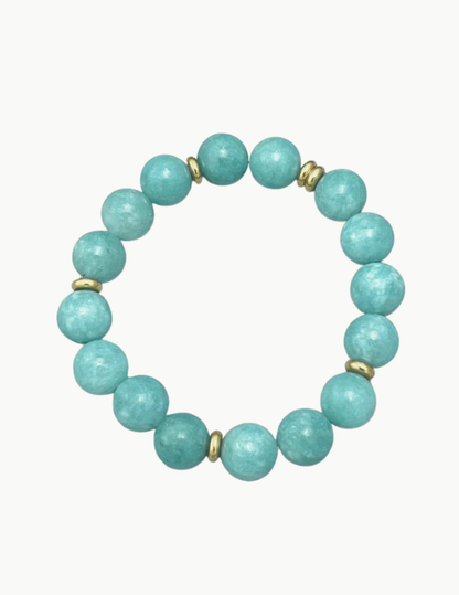 Glass Bead Bracelet – Adjustable Stretch Band (PVD Stainless Steel Hardware)