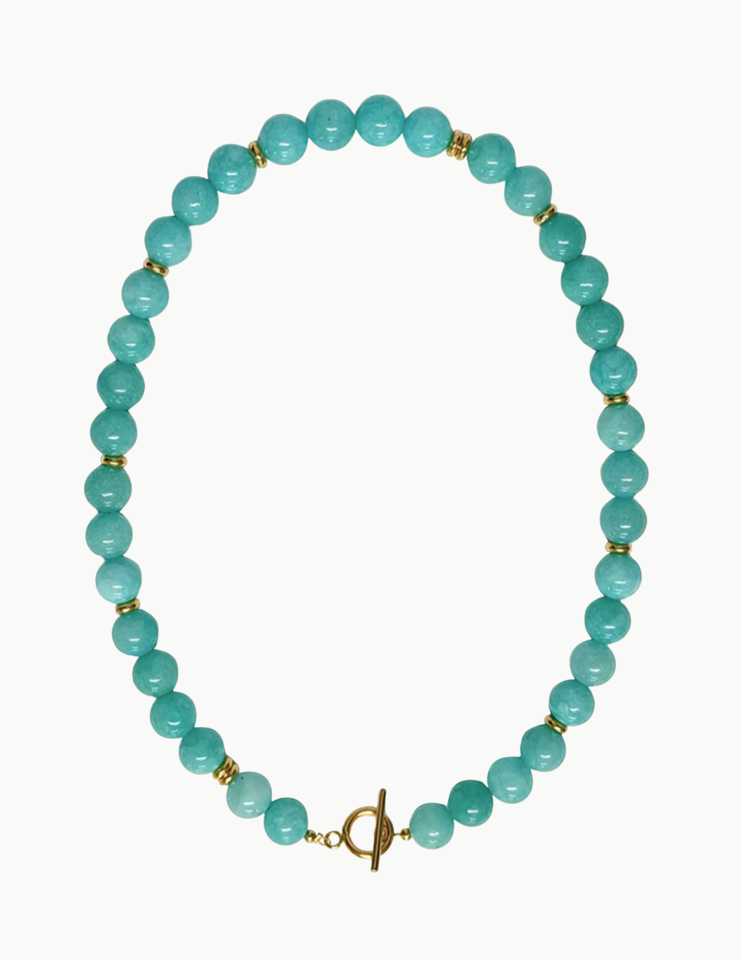 Glass Bead Necklace – 17" (PVD Stainless Steel Wire + Toggle Clasp)