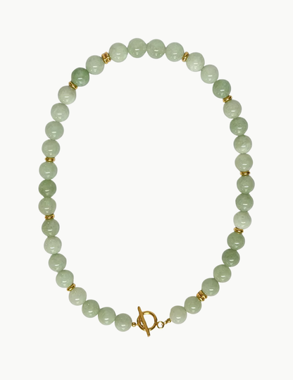 Glass Bead Necklace – 17" (PVD Stainless Steel Wire + Toggle Clasp)