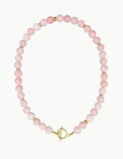 Glass Bead Necklace – 17" (PVD Stainless Steel Wire + Toggle Clasp)