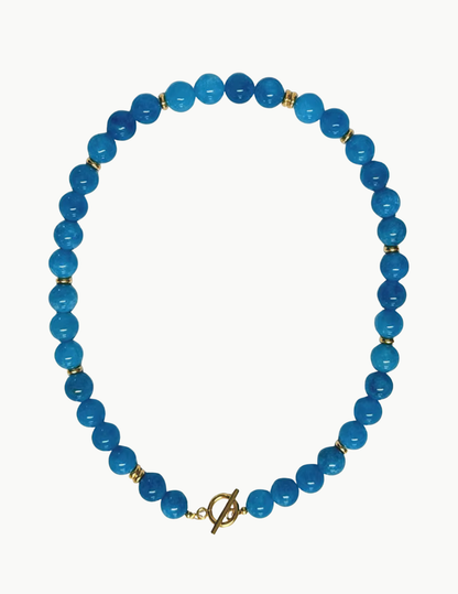 Glass Bead Necklace – 17" (PVD Stainless Steel Wire + Toggle Clasp)