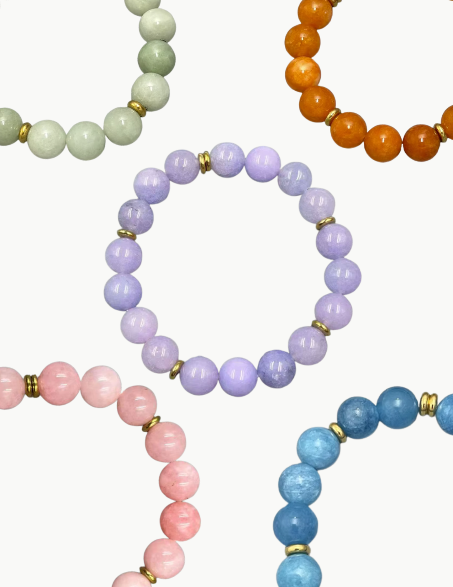 Glass Bead Bracelet – Adjustable Stretch Band (PVD Stainless Steel Hardware)