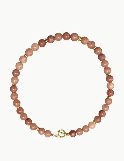 Glass Bead Necklace – 17" (PVD Stainless Steel Wire + Toggle Clasp)