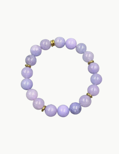 Glass Bead Bracelet – Adjustable Stretch Band (PVD Stainless Steel Hardware)