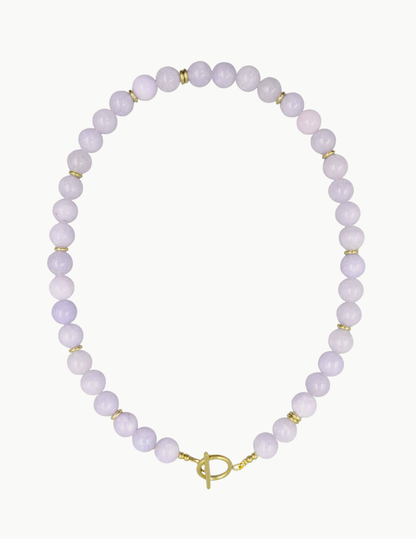 Glass Bead Necklace – 17" (PVD Stainless Steel Wire + Toggle Clasp)