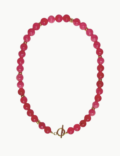 Glass Bead Necklace – 17" (PVD Stainless Steel Wire + Toggle Clasp)