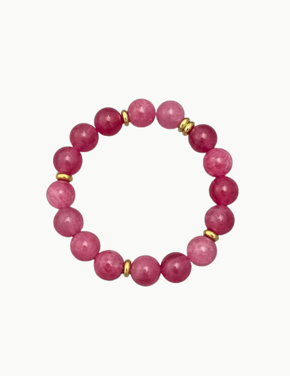 Glass Bead Bracelet – Adjustable Stretch Band (PVD Stainless Steel Hardware)