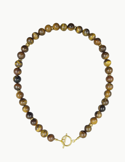 Glass Bead Necklace – 17" (PVD Stainless Steel Wire + Toggle Clasp)